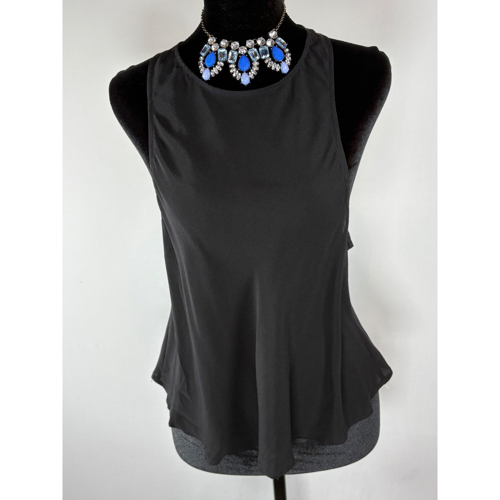 NWT Free People Racerback Tank Women Sz M Black High Neck Flowy Minimalist Chic